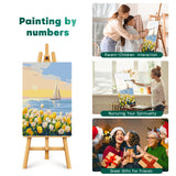 Framed Paint by Numbers Kit for Adults Beginner & Kids Age 8-12, Easy Flowers Adult Paint by Number Kits on Canvas, DIY Acrylic Watercolor Oil Paint by Number for Adults Landscape for Gift 8x12 Inch Possoco