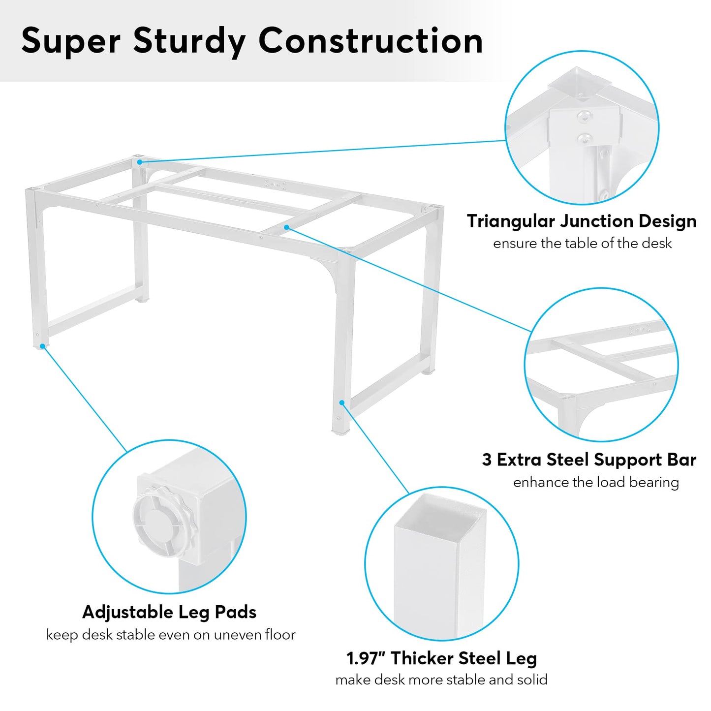 Tribesigns Modern Computer Desk, 63 x 31.5 inch Large Executive Office Desk Computer Table Study Writing Desk Workstation for Home Office, Spliced Desktop, White - WoodArtSupply