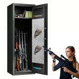 5-8 Biometric Gun Safe for Home, Large Capacity Rifle & Pistol Safe with Quick-Access Lock, Ammo Storage, No Assembly Required (52"H*12"W*11''D) Leariso