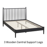 NTC Inno King Wooden Bed Frame with Headboard - Solid Oak & Rubber Wood, Burnt Black Finish NTC