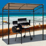 Moccha 7x4.4ft Grill Gazebo, Outdoor BBQ Gazebo with Storage Shelf, Hanging Hooks, Beer Opening Setting, Heavy-Duty Metal Frame, Grill Canopy Tent Sunshade Awning for Backyard, Patio, Garden, Brown LDAILY