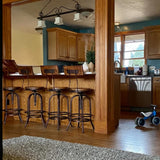 BOKKOLIK Set of 2-Industrial Bar Stools-Swivel Wooden Seat-Bar Counter Height Adjustable 26-32.2inch-Kitchen Dining Chairs BOKKOLIK