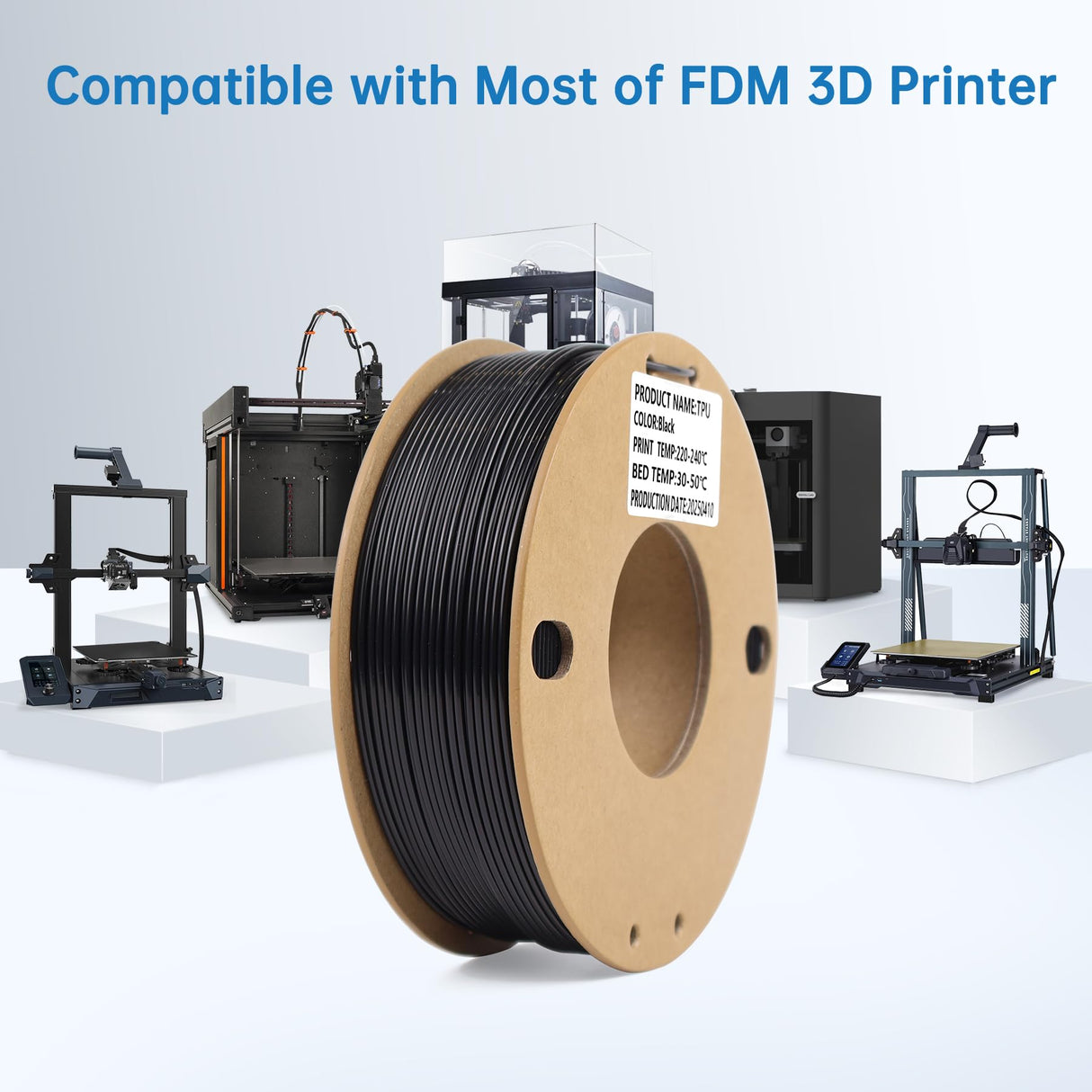 LOTACTREE TPU Filament 1.75mm 250g (0.55lb) Black, 95A Flexible Rubber-Like 3D Printer Filament, High Elasticity +/-0.03mm Accuracy, Tangle-Free Spool for FDM Printers Lotactree