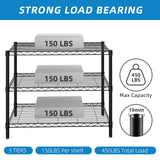 Guan River 3-Shelf Adjustable Metal Shelf Wire Shelving Unit Storage Rack Display Shelf for Office,Kitchen,Bedroom,Bathroom,Laundry,Pantry Basement,Garage(Black,36" L x 14" W x 30" H) Guan River