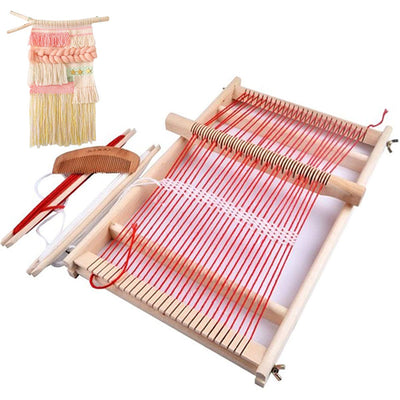 KISSBUTY Wooden Multi-Craft Weaving Loom Large Weaving Frame to Handcraft for Kids and Beginners, 9.9 by 15.7 by 1.3 Inches (Wooden)