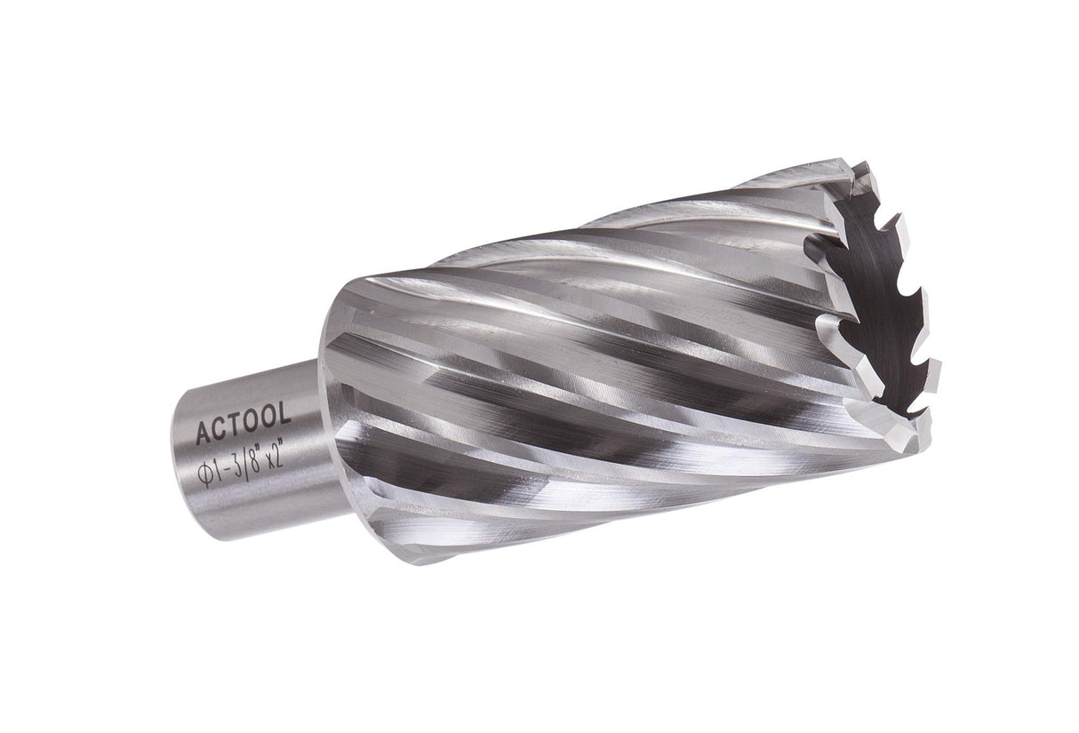 ACTOOL 1-3/8" Diameter × 2" Depth of Cut HSS ANNULAR Cutter with 3/4'' Weldon Shank ACTOOL