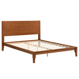Merax Queen Size Bamboo Platform Bed Frame with Mid-Century Modern Design and Tall Headboard Merax