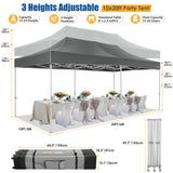 HOTEEL 10x20 Pop up Canopy Tent for Parties, Heavy Duty Easy Setup Tent with 6 Sidewalls, Outdoor Commercial Instant Gazebo for Wedding Event, with Roller Bag & Sand Bags, Grey(Hexagonal Frame) Hoteel