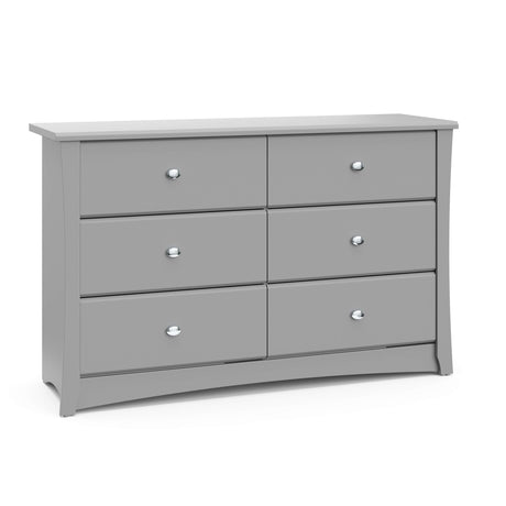 Storkcraft Crescent 6-Drawer Dresser (Pebble Gray) – GREENGUARD Gold Certified, Gray Dresser for Bedroom, Kids & Nursery Storage Chest, Safety Interlocking Drawers, Pre-Installed Tracks, Kids Chest Storkcraft