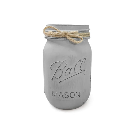 Light Gray Centerpieces for Tables, Gray Painted Mason Jars for Centerpieces, Gray Pen Holder, 16 oz Pint Jar, Elephant Baby Shower Centerpieces, Mason Jar Home Decor, Boy Baby Shower Decor Rustic VivasFlowerShop