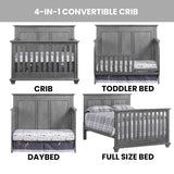 Oxford Baby Kenilworth 4-in-1 Convertible Baby Crib, Graphite Gray, GreenGuard Gold Certified Oxford Baby