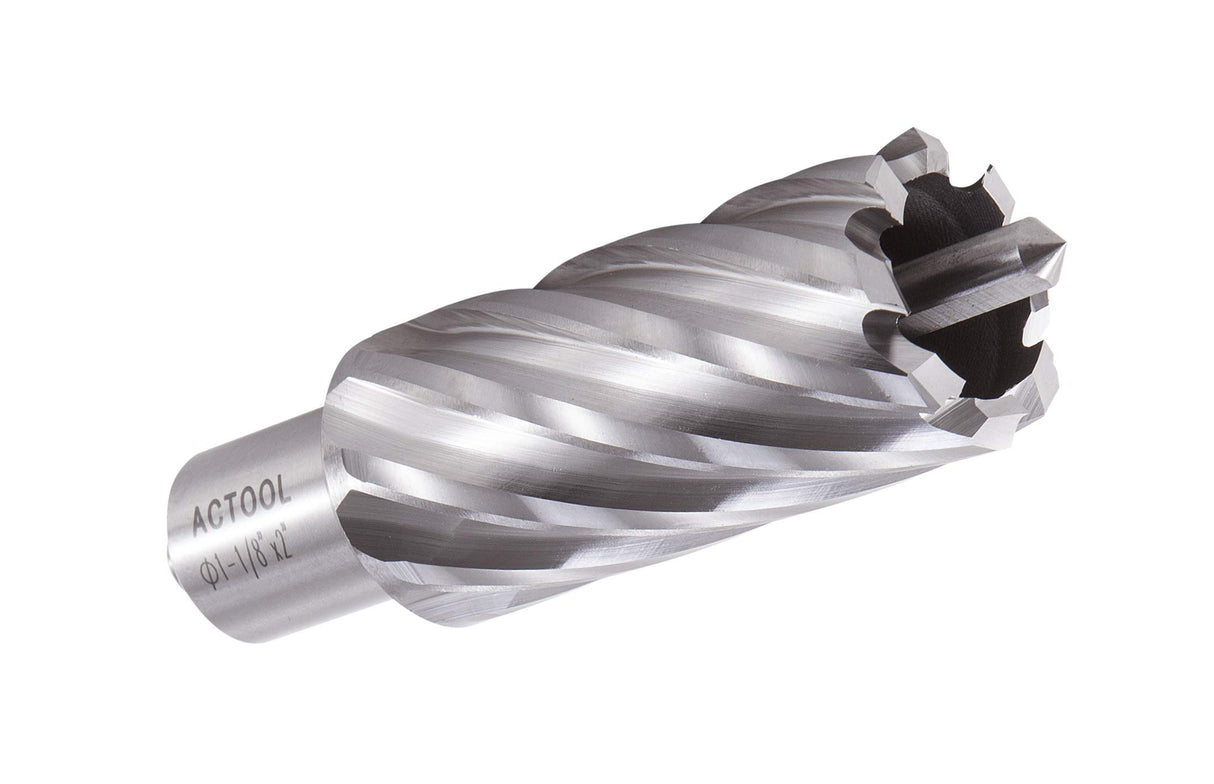 ACTOOL 1-1/8" Diameter × 2" Depth of Cut HSS ANNULAR Cutter with 3/4'' Weldon Shank ACTOOL