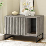 Halitaa Litter Box Enclosure, Modern Cat Litter Box Enclosure Furniture Hidden Litter Box with Cat Scratch Pad, Cat Washroom Cat House End Table, Entryway Bench for Livingroom (Grey) Halitaa