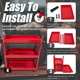 YATOINTO Updated Rolling Tool Cart 330LBS Metal 3 Tier Rolling Cart Carts with Wheels Heavy Duty Utility Carts, Ergonomic Handle Rolling Mechanic Tool Cart Storage Organizer for Warehouse Garage YATOINTO