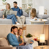 AKASUKI Table Lamp for Bedroom, 3 Way Dimmable Touch Lamp with Dual Charging Station, Small Bedside Lamps for Night Stands, Living Room, Office(LED Bulb Included) AKASUKI