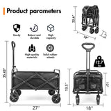 NEOTEC Collapsible-Folding-Wagon - Wagon Cart Heavy Duty Foldable Outdoor Utility with Silent Universal Wheels, Adjustable Handle for Camping NEO-TEC