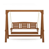 Furinno Tioman Hardwood Patio / Garden / Outdoor Large Porch Swing, 3 Seater with Hanging Frame, Natural Furinno