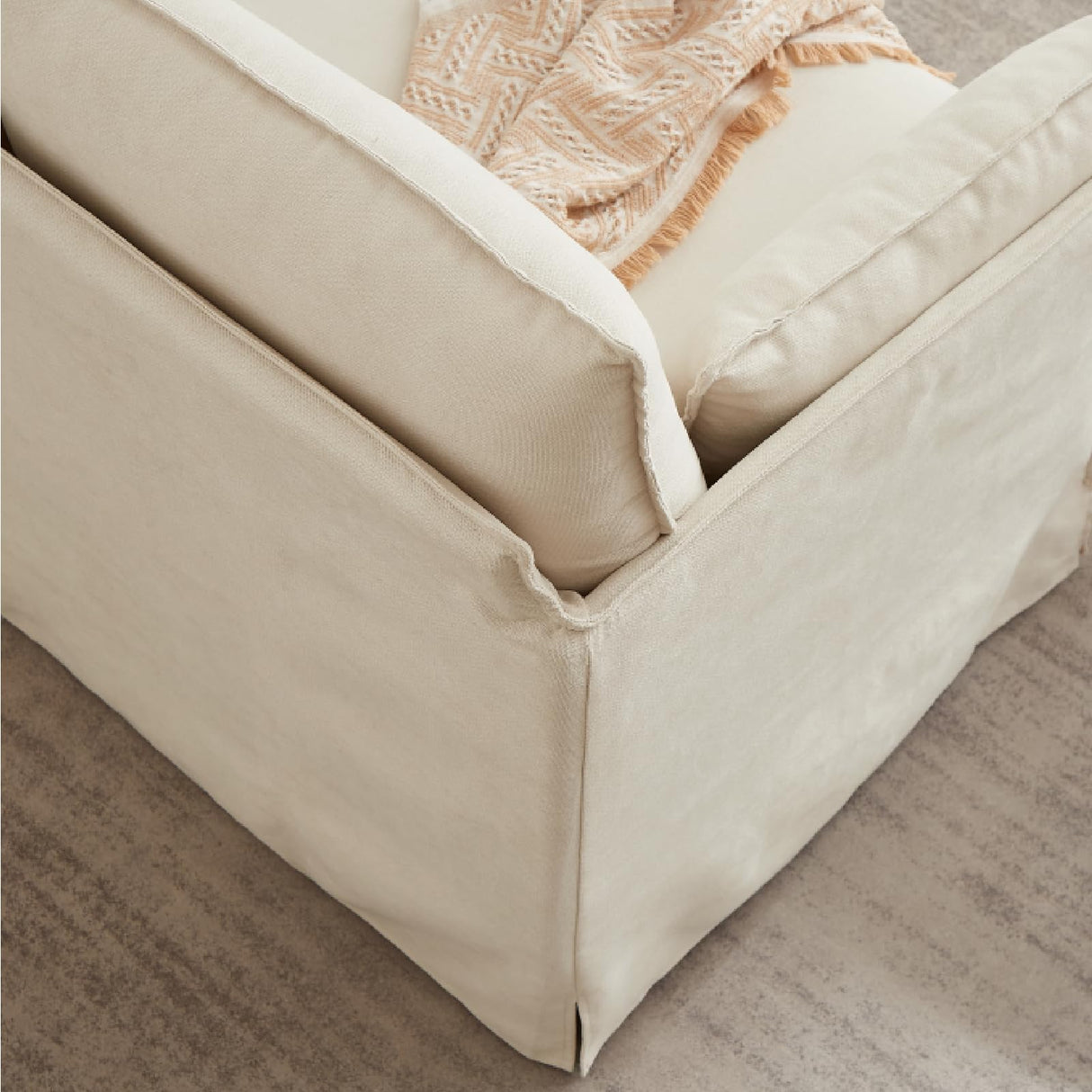 Sivoey Slipcovered Loveseat Sofa, 52" Small Couch with Throw Pillows, Single Seat Cushion, Easy Assembly, Modern Loveseat Sofa for Living Room, Office, Apartment, Small Space, Beige Sivoey