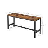 VASAGLE Dining Bench, Pair of 2, Industrial Style, Steel Frame, for Kitchen, Living Room, 12.8 x 42.5 x 19.7 Inches, Brown VASAGLE