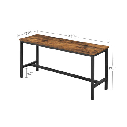 VASAGLE Dining Bench, Pair of 2, Industrial Style, Steel Frame, for Kitchen, Living Room, 12.8 x 42.5 x 19.7 Inches, Brown