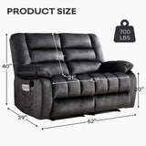 ANJ Manual Recliner Loveseat Sofa, Modern Reclining Sofa with Overstuffed Arms for Living Room, Bedroom,Grey ANJ