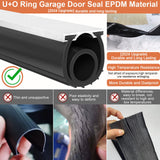Symyda 16.5Ft Heavy-Duty U+O Ring Garage Door Seal, Garage Door Bottom Seal with Pre-drilled Aluminum Track Retainer Base Kit, Universal Rubber Garage Door Gasket Bottom for Buffering Sealing (Black) Symyda