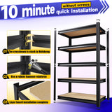 5-Tier Garage Shelving Heavy Duty, Adjustable Storage Shelves, 2500LBS Metal Garage Shelves,Storage Rack for Basement, Warehouse, Pantry, Easy Assembly, Black (wooden-72''H x 35.4''W x 15.7''D) ZZXCBB