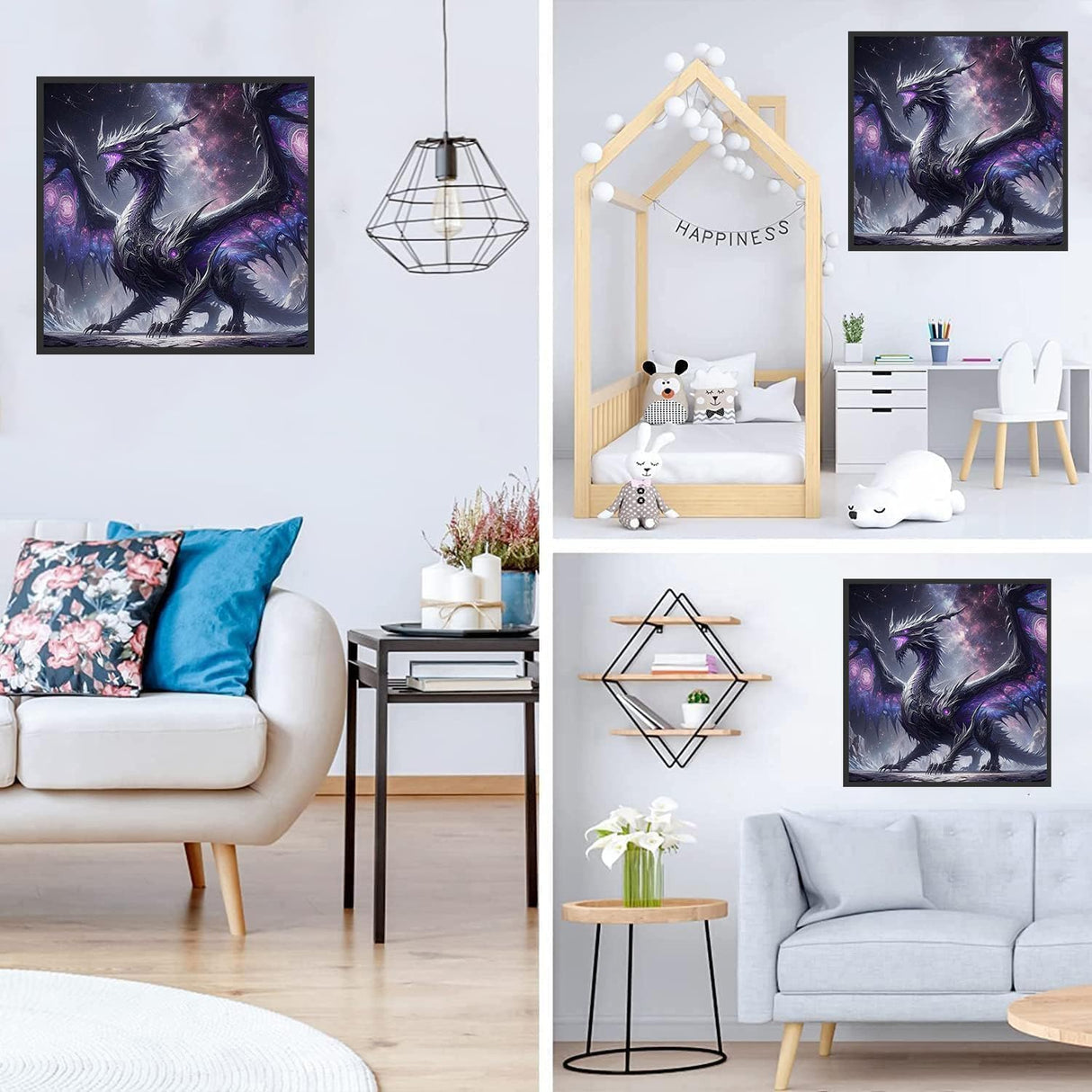 Zythron Dragon Diamond Art Kits for Adults, 5D Purple Dragon Diamond Painting Kits for Adults Beginners, Round Full Drill Diamond Art Craft for Home Wall Decor 14x14 inch Zythron