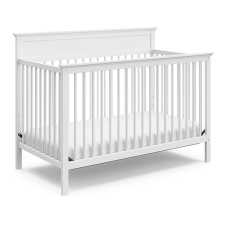 Storkcraft Carmel 5-in-1 Convertible Crib (White) - GREENGUARD Gold Certified, Converts to Toddler Bed & Full-Size Bed, Fits Standard Full-Size Crib Mattress, 4 Adjustable Mattress Heights Storkcraft