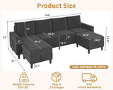 Yzyuankeji Smart Sectional Couches for Living Room, 6 Seat U/L Shaped Sectional Sofa with RGB Light/Charging, Modern Living Room Furniture for Apartments/Office/More (Dark Grey) Yzyuankeji