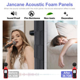12 Pack Self-Adhesive Acoustic Panels,12" X 12" X 1" Sound Proof Foam Panels,30 kg/m³ High Density Sound Absorbing Panels,Fire Resistant Soundproof Wedges Panels for Studio Recording & Office & Home Jancane