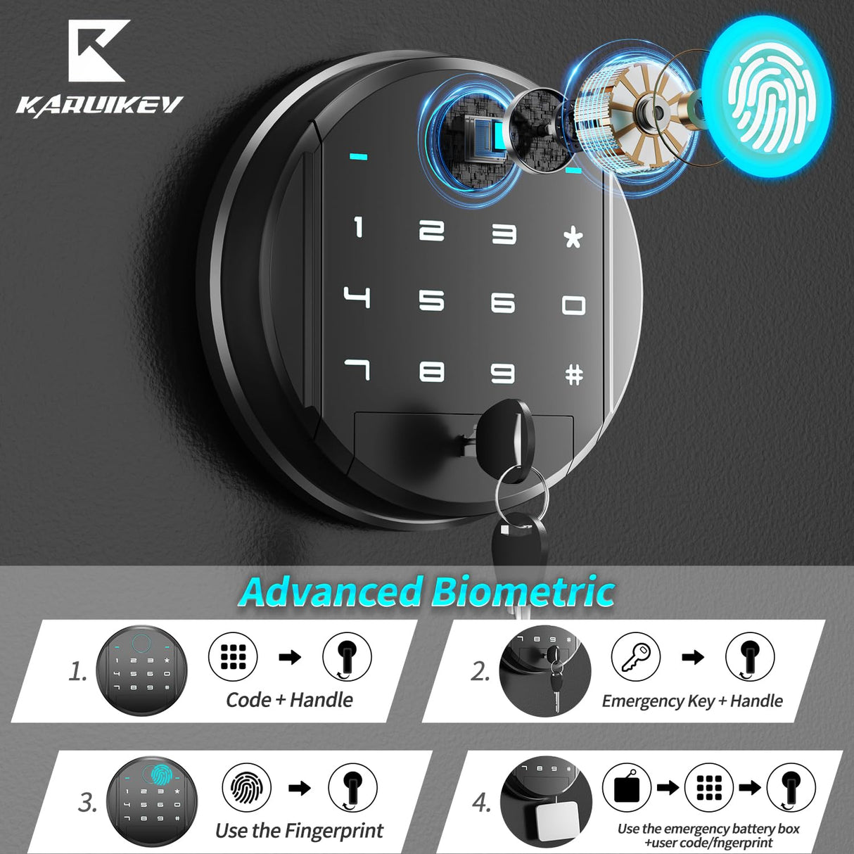 KARUIKEV 3-5 Large Gun Safes for Home Rifle and Pistols (with/without Scope),Quick Access Long Rifle Safes for Home,Gun Cabinets with Fingerprint Keypad, Adjustable Pistol Rack, Removable Shelf Karuikev
