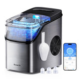 GoveeLife Smart Ice Maker Countertop, Portable Ice Machine with Voice Control, 9 Ice Cubes in 6 Minutes 3 Sizes, 26lbs/24Hrs, Self Cleaning RGB Lights, Quiet Ice Maker with Scoop for Kitchen Silver GoveeLife