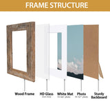 Califortree Rustic Brown 5x7 Picture Frame - Display Photos 4x6 with Mat or 5x7 Without Mat - HD Glass Inside, Wall and Tabletop - Set of 2 Califortree