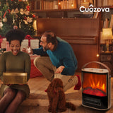CUOZOVA 16“ Portable Electric Fireplace Heater, 1500W/850W Small Electric Fireplace for Indoor Use with Curved Monitor&Realistic 3D Flame, Fireplace Stove for Home Office, Fake Fireplace for Christmas CUOZOVA