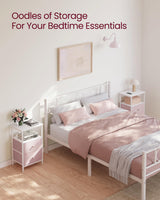 VASAGLE Nightstand, Side Table with 2 Fabric Drawers, 24-Inch Tall End Table with Storage Shelf, Bedroom, Jelly Pink and White ULGS025R05 VASAGLE