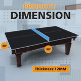Dithoko Ping Pong Conversion Top, 8 FT Foldable Table Tennis Topper for Pool & Billiard Tables, 12MM MDF, Compact Storage, Net & Posts Included, Easy Setup, Indoor Use Dithoko