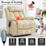KIMOHOME Dual Motor Large Power Lift Recliner Chair Recliners for Elderly, Infinite Position Recliner Chair with Heat and Massage, Breathable Leather(Beige) KIMOHOME