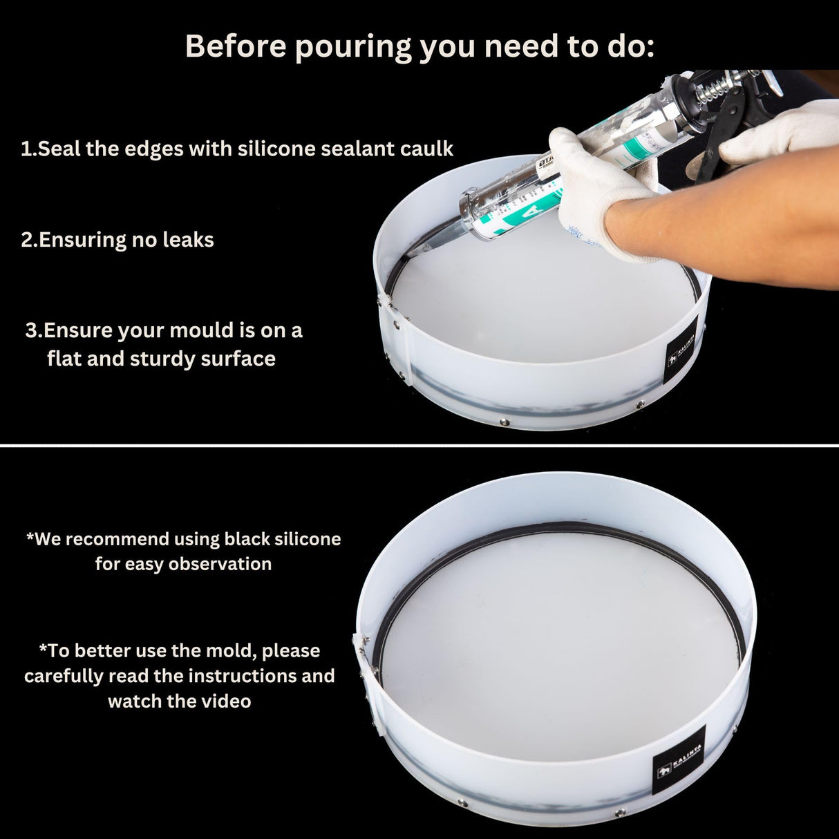 Resin Mold Large Round Deep -Kalinta 24inch Reusable Epoxy Round Molds for Resin Clock, Serving Tray Board, End Table，Floral Preservation Bouquet Kalinta