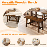 Giantex 38" Wooden Dining Bench, Farmhouse Entryway Bench with Rubber Wood Frame, 400 LBS Capacity, Shoe Rack Benchs, Narrow End of Bed Seat for Kitchen, Living Room, Bedroom, Hallway, Brown (1) Giantex