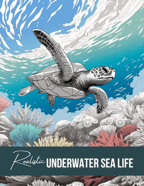 Realistic Underwater Sea Life, Ocean Animals & Landscapes Coloring Book; A Nature Wildlife Activity for Teens, Adults & Seniors: Grayscale Beach ... and Nature Coloring Books for Adults) WoodArtSupply