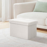 B FSOBEIIALEO Storage Ottoman Cube Small Sherpa Ottoman Foot Rest, Foldable Portable Boucle Ottomans, Faux Teddy Fur, White 16.5"x12.6"x12.6" B FSOBEIIALEO