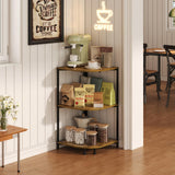 keomaisyto Coffee Bar Cabinet, 3-Tier Corner Coffee Stand with Storage Shelf & 16.34" Countertop, Rustic Wood Coffee Bar Station with Adjustable Feet for Kitchen/Entrance/Living Room/Dining Room keomaisyto