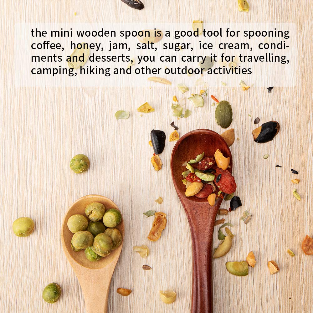 sansheng 4 Pcs Mini Wooden Spoons, Wood Soup Spoons For Eating Mixing Stirring Cooking, Handle Spoon With Japanese Style Kitchen Utensil, With Tied Line On Handle(13cm) sansheng