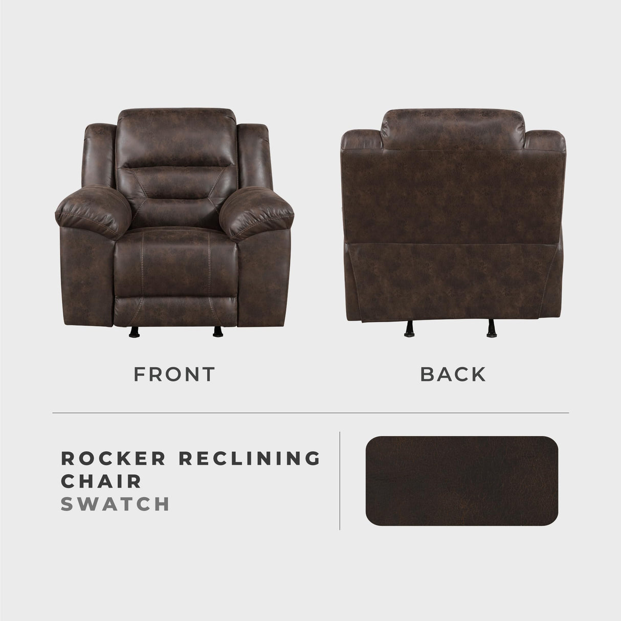 Lexicon Rocker Recliner Chair for Living Room, Wall Hugger Manual Recliner Chairs, Textured Microfiber Upholstered Rocking Reclining Chair, Home Theater Seating, Required Assembly, Dark Brown Lexicon