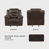 Lexicon Rocker Recliner Chair for Living Room, Wall Hugger Manual Recliner Chairs, Textured Microfiber Upholstered Rocking Reclining Chair, Home Theater Seating, Required Assembly, Dark Brown Lexicon
