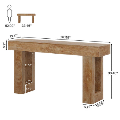 Tribesigns Farmhouse Console Table, 63-Inch Long Narrow Sofa Table Behind The Couch, Wooden Rectangular Entryway Table for Entrance, Hallway, Living Room (Natural) - WoodArtSupply