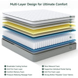 Vesgantti Full Size Mattress, 12 Inch Innerspring Hybrid Full Mattress in a Box, Pressure Relief Pocket Spring Double Bed Mattress with Memory Foam & Knitted Fabric, Medium Firm, CertiPUR-US Vesgantti