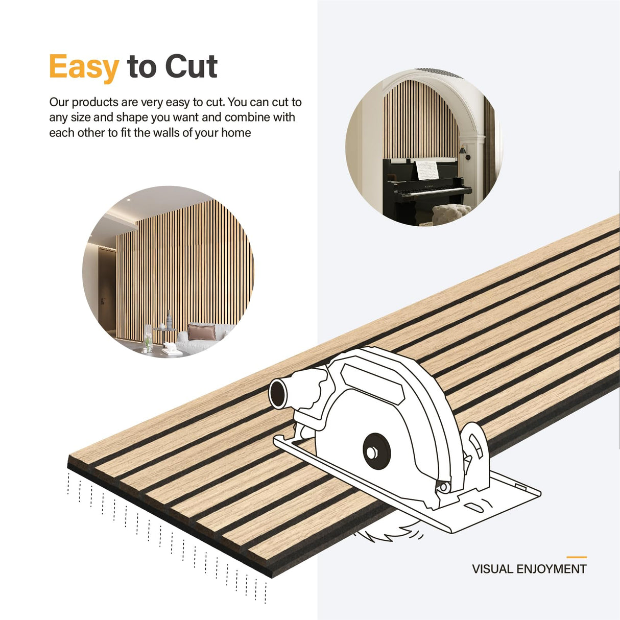 Olanglab Wood Slat Wall Panels, Wooden Acoustic Wall Panels, 94.5"x12.6" Each 3D Wall Panels for Interior Wall Decor, 4 Pack in Total 94.5"x50.4" (Warm Oak) Olanglab