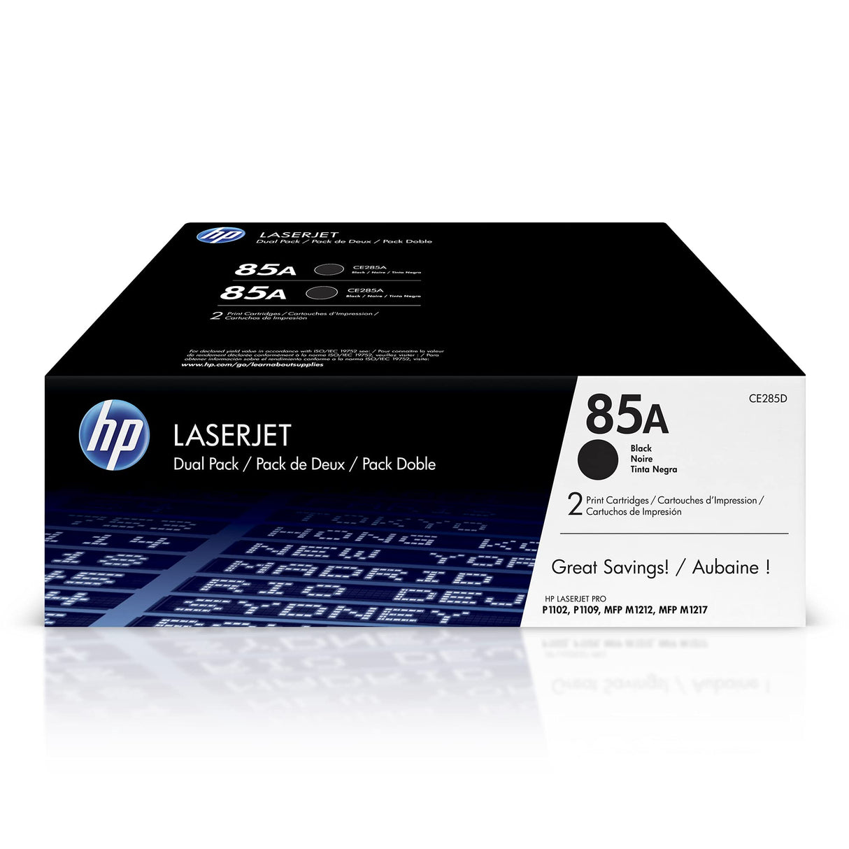 HP 85A Black Toner Cartridges (2-pack) | Works with HP LaserJet Pro P1102, P1109 Series, HP LaserJet Pro MFP M1212, M1217 Series | CE285D HP